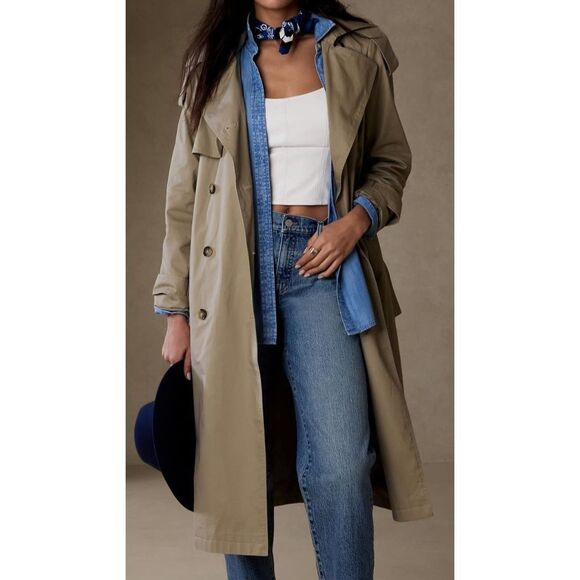 Banana Republic 569732-00 Women Petite Sz XL Tan Classic Twill Trench Coat - Picture 16 of 16